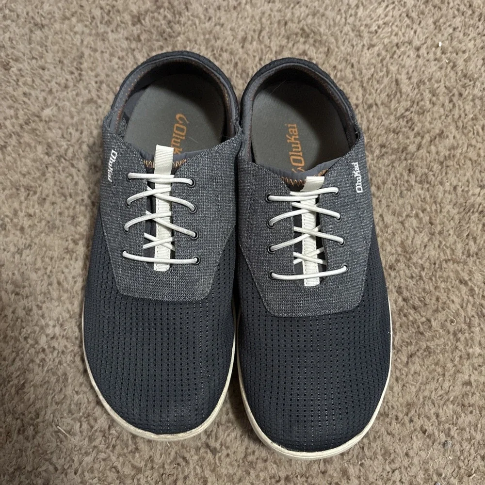 Oukai Shoes Mens 9 Nohea Moku Boat Shoe 10283 Dark Shadow Gray Sneakers